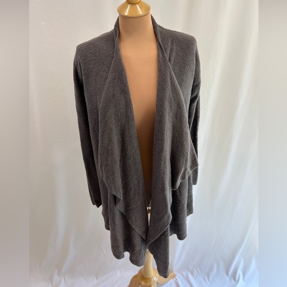 Barefoot Dreams Size S/M Bamboo Chic Lite Gray Cardigan Sweater Draped Front
